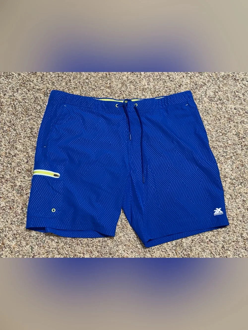 Men's size 2X swim trunks zeroxposur Blue Geo-Print Swim Trunks shorts‎